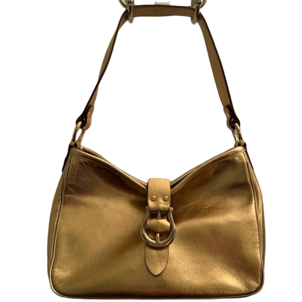 Kate Spade New York Gold Metallic Leather Hobo Shoulder Bag Purse